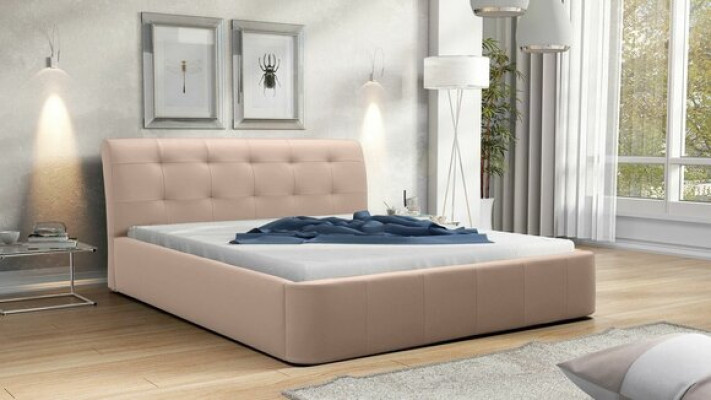 Klassisches Bettgestell Polster Bett Hotel Leder Textil Betten Stoff 180x200cm