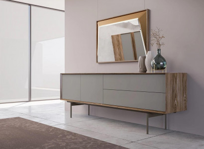 Komplett Esszimmer Sideboard mit Spiegel Design Holzschrank Einrichtung
