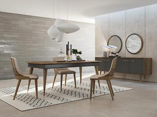 Luxus Esszimmer Set Esstisch 4x Stühle Luxus Anrichte mit 2x Spiegel Neu Set