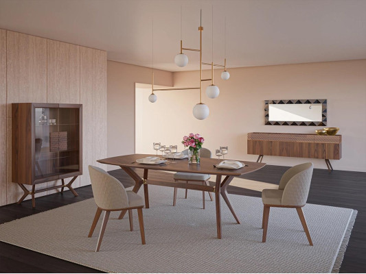 Modern Design Esszimmer Komplett Esstisch 4x Stühle Luxus Sideboard Neu Vitrine