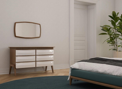 Modern Design Kommode mit Spiegel Schlafzimmer Luxus Schrank Neu Möbel