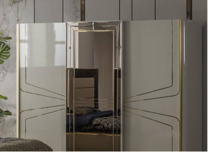 Modernes Schlafzimmer-Set in Beige mit CHFpäischem Akzent