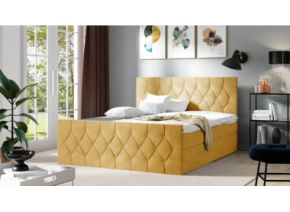 Polsterbett Betten Bett Polster Designer Boxspring Luxus Design Gelb 200x200 Neu