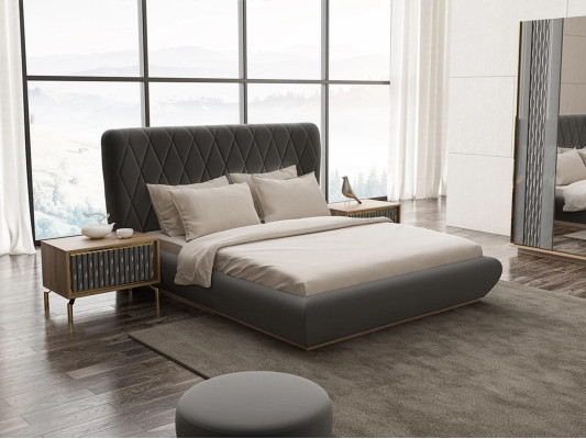 Schlafzimmer 3tlg Luxus Set Doppel Bett Design Holz 2x Nachttische Komplett