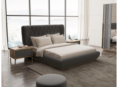 Schlafzimmer 3tlg Luxus Set Doppel Bett Design Holz 2x Nachttische Komplett