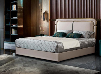 Bett 2x Nachttisch Beige Schlafzimmer Modern Design Möbel Holz Luxus