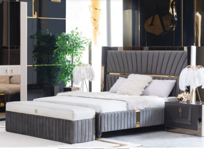 Bettgestell Betten Holz Hotel Bettrahmen Grau Möbel Bett Doppelbetten Modernes