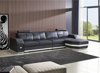 Ledersofa Wohnlandschaft Eck Garnitur Design Modern L-Form Ecksofa