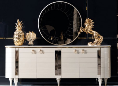 Holz Kommoden Anrichte Möbel Schrank Garnitur Set 2tlg Kommode Spiegel Gruppe