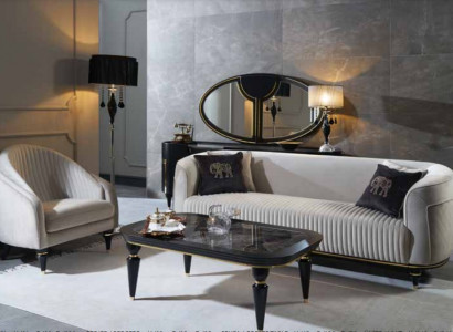 Sofagarnitur 3+1 Sitzer Stoff Sofa Couch Garnitur Design Grau Schwarz Möbel 2tlg 