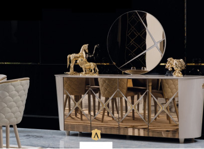 Kommoden Schrank Regal Konsole Möbel Holzschrank Italy Set 2tlg. Kommode Spiegel