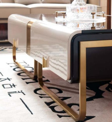 Couchtisch Sofa Beistelltisch Luxus Holz Wohnzimmer Edelstahl Modern