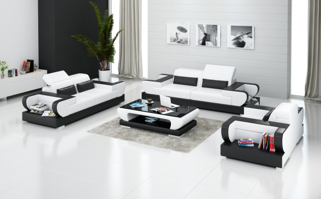 Luxuriöse Sofagarnitur Wohnzimmer Garnitur Leder Polster Couchen Sofa
