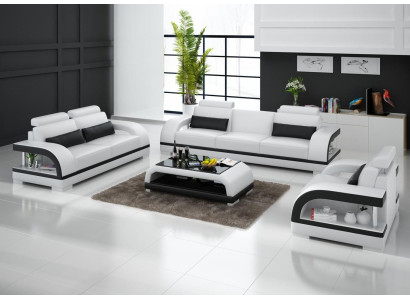 Luxuriöse Sofagarnitur Leder Polster Couchen Sofa Wohnzimmer 3+2 Set