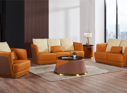 Wohnlandschaft Sofagarnitur 3+2+1 Sitzer Ledersofa Couch Garnitur