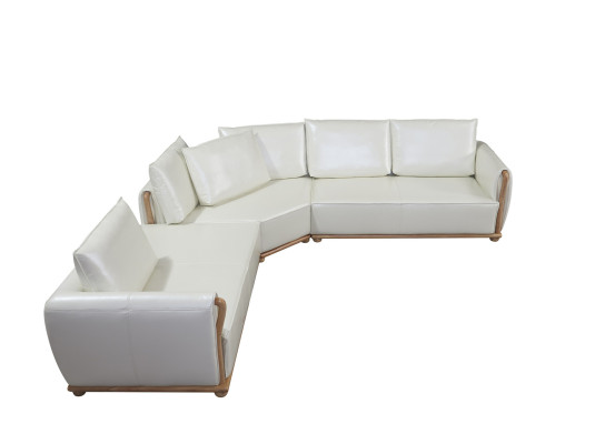 Designer Sofa Garnitur Couch Ecksofa mit Hocker Polster Wohnlandschaft