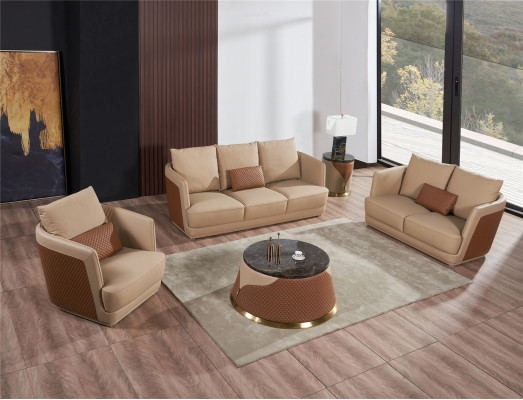 Sofagarnitur 3+2 Sitzer Ledersofa Couch Wohnlandschaft Garnitur Design
