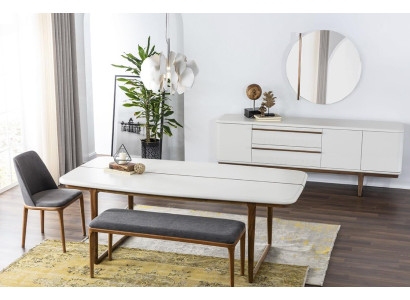 Essgruppe Essecke Esszimmer Esstisch Stühle Tisch Set 8tlg Holz Weiß