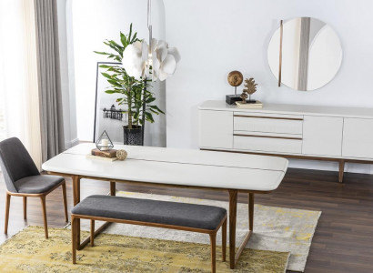 Essgruppe Essecke Esszimmer Esstisch Stühle Tisch Set 8tlg Holz Weiß