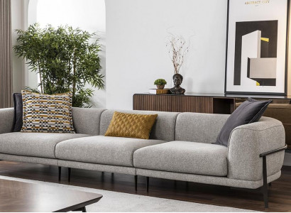 Dreisitzer Sofa 3 Sitzer Stoffsofa Sofas Modern Grau Stoff Couch Neu