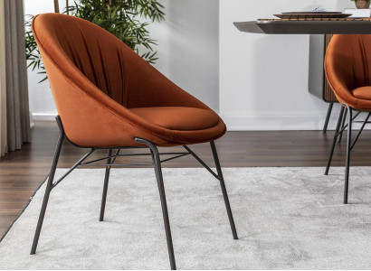 Garnitur Esszimmerstuhl Küchenstuhl Lehnstuhl Stühle 6tlg Stoff Orange