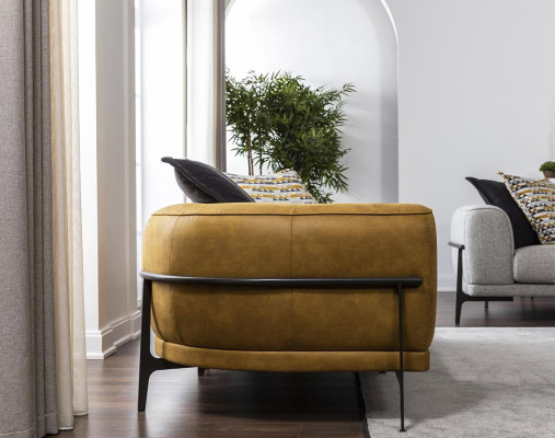 Modern Zweisitzer Sofa 2 Sitzer Sofas Modern Gelb Kunstleder Couch Design