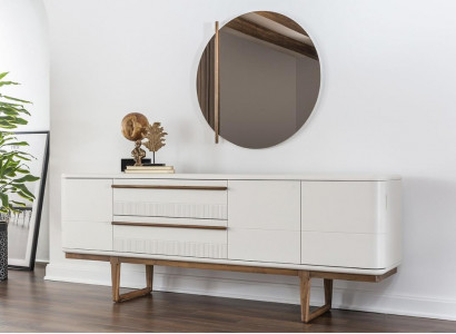 Sideboard Kommode Anrichte Spiegel Holz Esszimmer Schränke Set Weiß