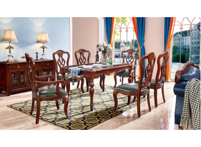 Komplett Set Esstisch + 6 Stühle Esszimmer Set Ess Gruppe Holz Tisch Tische 7tlg