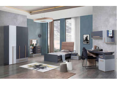 Jugendzimmer Bett Kleiderschrank Kommode Schreibtisch Kleiderschrank 5 tlg Set