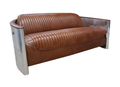 Design Club 3 Sitzer Sofa Ledersofa Dreisitzer Vintage Leder Aluminium Couchen