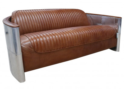 Design Club 3 Sitzer Sofa Ledersofa Dreisitzer Vintage Leder Aluminium Couchen