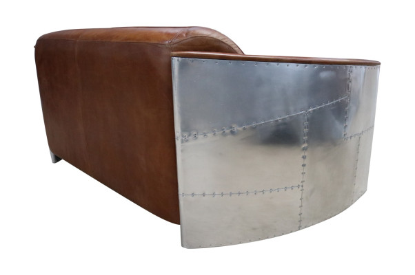 Design Club 3 Sitzer Sofa Ledersofa Dreisitzer Vintage Leder Aluminium Couchen