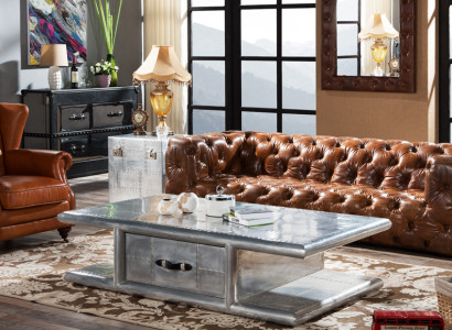 Couchtisch Tisch Wohnzimmertisch Aluminium im Retro Flugzeug design tische alu