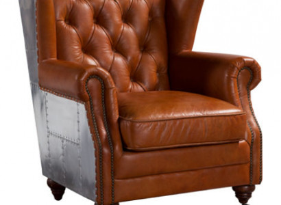 Ohrensessel Echtleder Vintage Cigar Ohrenbackensessel Fernsehsessel Ledersessel