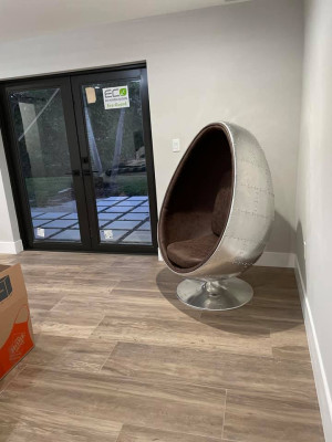 Design Retro Lounge Sessel Sitzer Egg Ball Silber Drehbar Aviator Space