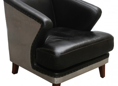 Clubsessel Schwarz Leder Ledersessel Vintage Sessel Möbel Relax