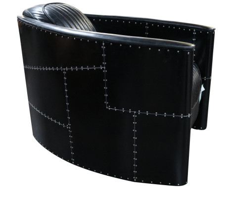 Aviator Sofa Sessel Couch club Lounge Vintage Aluminium Flugzeug Retro Echtleder