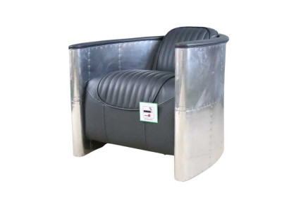 Echtleder Alu Sessel Cognac Flugzeugsessel Deko Aviator Armlehnsessel Neu