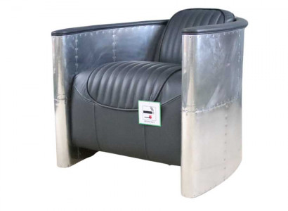 Echtleder Alu Sessel Cognac Flugzeugsessel Deko Aviator Armlehnsessel Neu