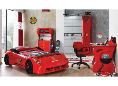 Kinderzimmer Auto Set Bett Kleiderschrank Kommode Schreibtisch Junge Möbel 4tlg