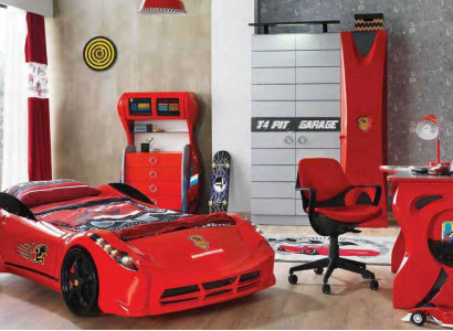 Kinderzimmer Auto Set Bett Kleiderschrank Kommode Schreibtisch Junge Möbel 4tlg