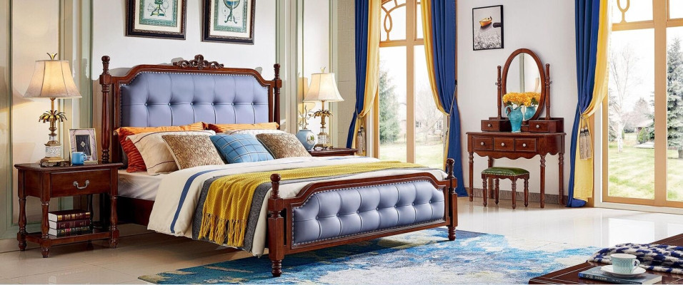 Design Schlafzimmer Komplett Set Bett Nachttische Schminktisch 5 tlg