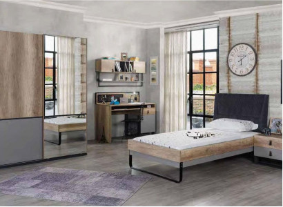 Komplett Jugendzimmer Kinderzimmer Set Tisch Bett Kleiderschrank Nachttisch 4tlg