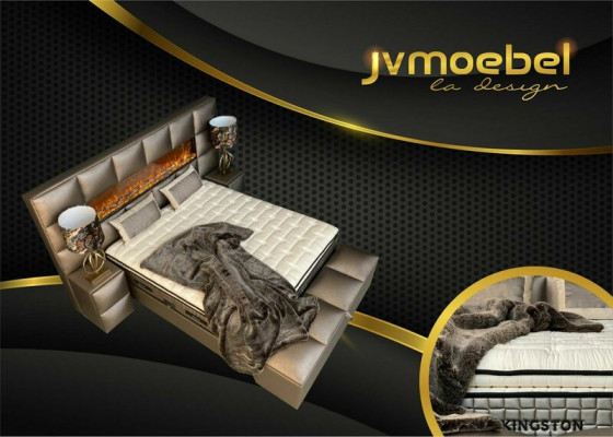 Bett 2x Nachttisch 3 tlg. Schlafzimmer Set Design Modern Luxus Bettgestellt