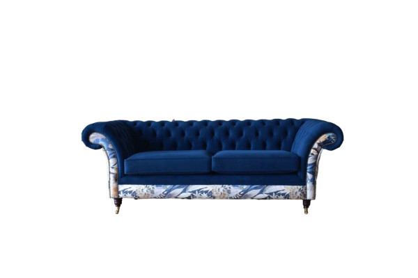 Chesterfield Royal Blaue Samt Couch Polster Sitz Lounge Sofas Couchen
