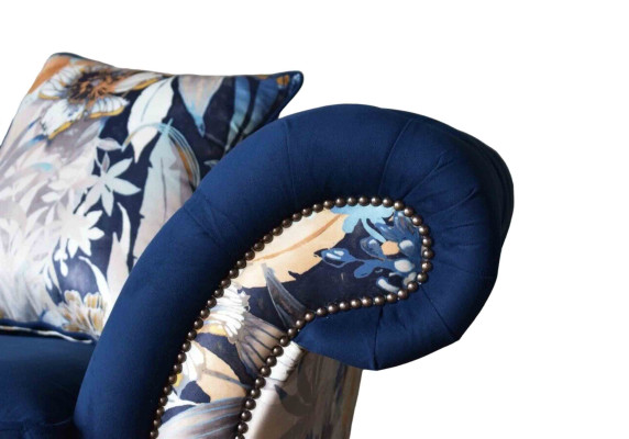 Chesterfield Royal Blaue Samt Couch Polster Sitz Lounge Sofas Couchen