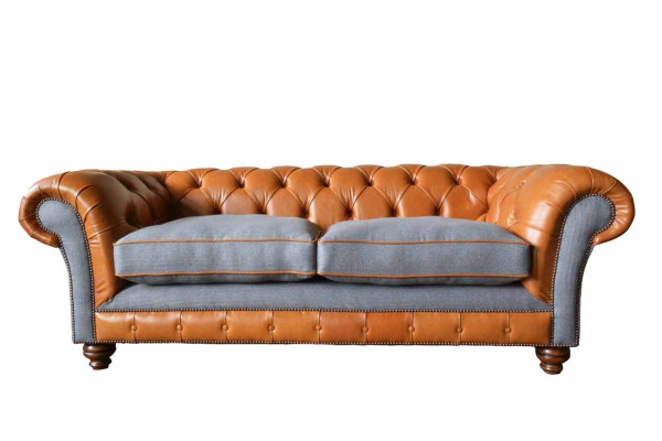 Luxuriöses Kunstledersofa im Chesterfield 3 Sitzer Sofa Design mit drei Sitzplätzen