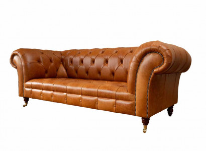 Cognac Sofa 3 Sitzer Polster Sofas Design Luxus Möbel Leder Couchen Dreisitzer