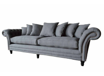 Chesterfield Couch Polster Sofas Klassische Sofa 4 Sitzer Couchen Grau