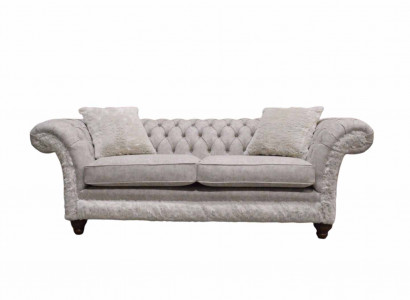 Modern Dreisitzer Design Polster Sitz Textil Sofa 3 Sitzer Wohnzimmersofa Chesterfield Beige